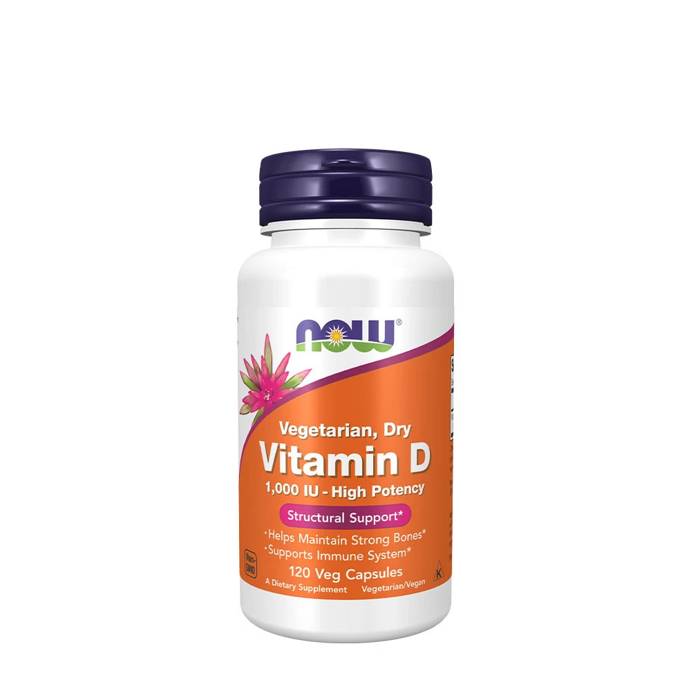 NOW - Vitamin D 1000 IU, vegetarisk - torr - 120 kapslar