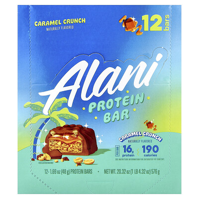 Alani Nu, Proteinbar, Caramel Crunch, 12 barer, 48 g styck