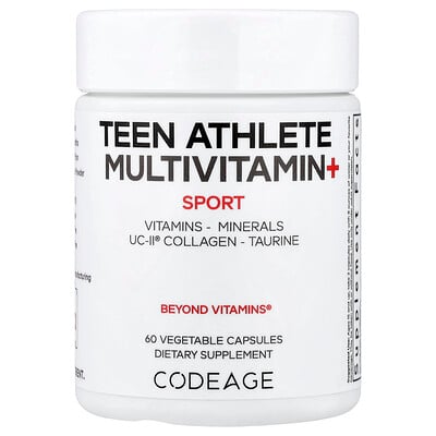 Codeage, Sport, Multivitamin+ för tonårsidrottare, 60 vegetabiliska kapslar