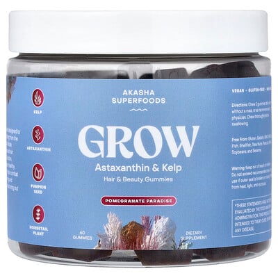 Akasha Superfoods, Grow, Hår- och skönhetsgodis, Granatäppleparadis, 60 godisar