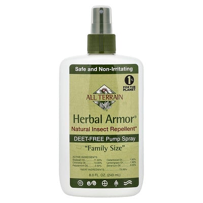 All Terrain, Herbal Armor®, Naturligt insektsmedel, Deet-fri pumpspray, 240 ml