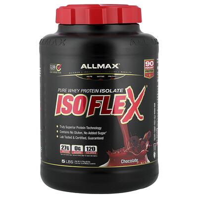 ALLMAX, ISOFLEX®, rent vassleproteinisolat, choklad, 2,27 kg (5 pund)