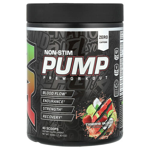 ABE, Non-Stim Pump Pre Workout, Tiger's Blood, 500 g ABE, Non-Stim Pump Pre Workout, Tiger's Blood, 500 g
