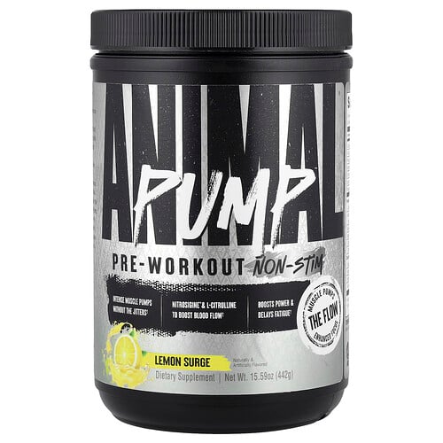 Animal, Pump™ Pre-Workout, Non-Stim, Lemon Surge, 442 g Animal, Pump™ Pre-Workout, Non-Stim, Lemon Surge, 442 g