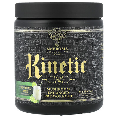 Ambrosia Collective, Kinetic™, svampförstärkt pre-workout, tropisk lime, 213,6 g