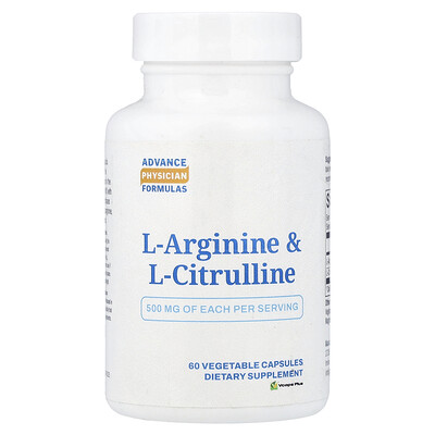Advance Physician Formulas, L-arginin och L-citrullin, 60 vegetabiliska kapslar