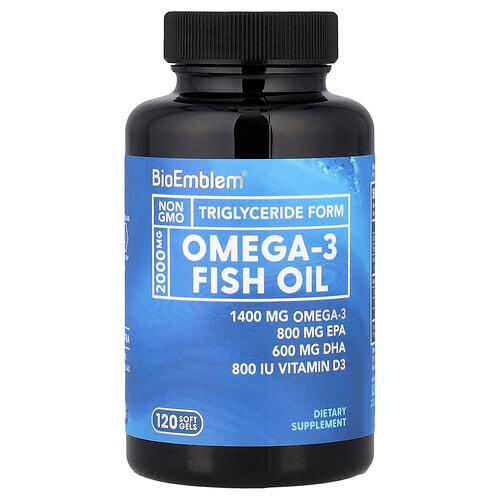 BioEmblem, Omega-3 fiskolja, 120 mjuka geler BioEmblem, Omega-3 fiskolja, 120 mjuka geler