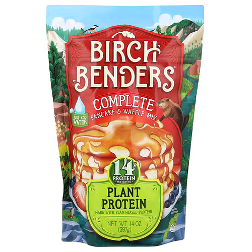 Birch Benders, Komplett pannkaks- och våffelmix, växtprotein, 14 oz (397 g) Birch Benders, Komplett pannkaks- och våffelmix, växtprotein, 14 oz (397 g)