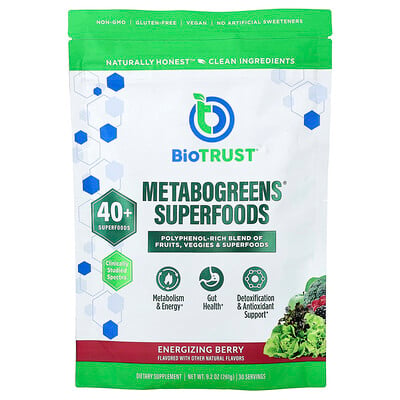 BioTRUST, Metabogreens® Superfoods, Energigivande bär, 261 g
