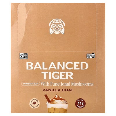 Balanced Tiger, Proteinbar, vaniljchai, 12 barer, 44 g styck