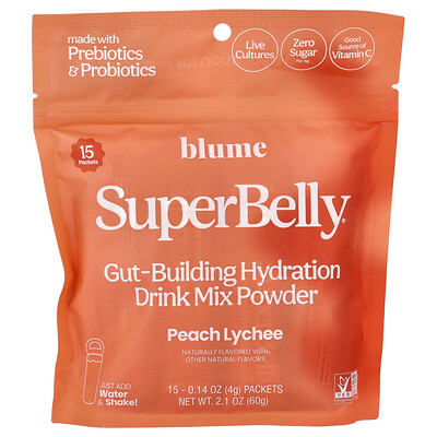 Blume, SuperBelly®, persikalitchi, 15 paket, 4 g styck