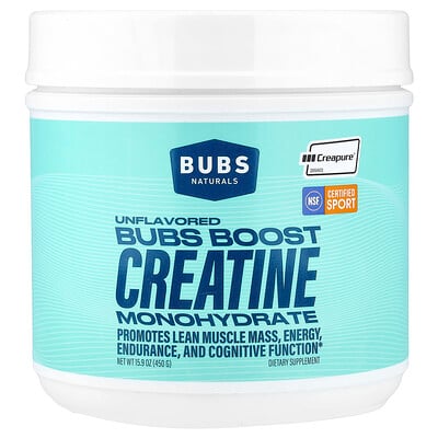 BUBS Naturals, Bubs Boost Kreatinmonohydrat, Osmaksatt, 450 g