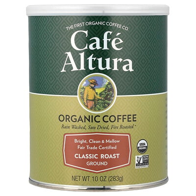 Cafe Altura, Ekologiskt kaffe, malet, klassisk rostat, 283 g