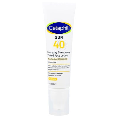 Cetaphil, Solskyddsmedel för vardagsbruk, tonad ansiktslotion, alla hudtyper, SPF 40, 50 ml