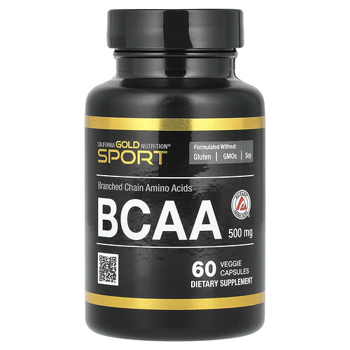 California Gold Nutrition, BCAA, AjiPure® grenade aminosyror 2:1:1 med L-leucin, L-isoleucin och L-valin, 500 mg, 60 vegetariska kapslar California Gold Nutrition, BCAA, AjiPure® grenade aminosyror 2:1:1 med L-leucin, L-isoleucin och L-valin, 500 mg, 60 vegetariska kapslar