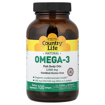 Country Life, Naturlig Omega-3, 100 mjukgeler