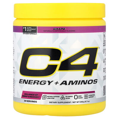 C4 / Cellucor, C4® Energi + Aminos, Druva, 246 g