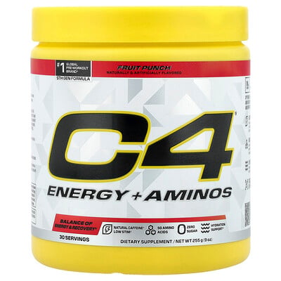 C4 / Cellucor, C4® Energi + Aminos, Fruktpunch, 255 g