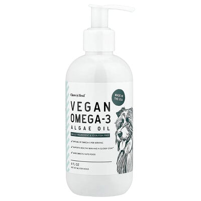 Chew + Heal, Vegansk Omega-3-algolja, för hundar, 237 ml