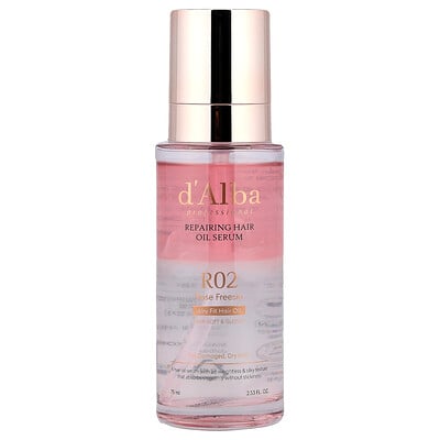 d'Alba, Professional, Repairing Hair Oil Serum, For Damaged, Dry Hair, R02 Rose Freesia, 2.53 fl oz (75 ml)