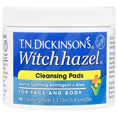 Dickinson Brands, TENNESSEE Dickinson's® Witch Hazel® Rengöringspads, Parfymfria, 60 Rengöringspads