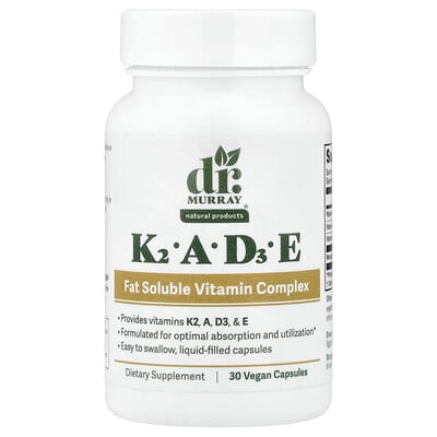 Dr. Murray's, K2, A, D3, E, 30 Vegan Capsules