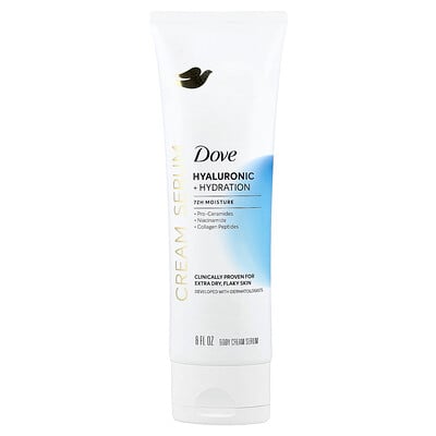 Dove, Kroppskrämserum, hyaluronsyra + återfuktning, oparfymerad, 237 ml