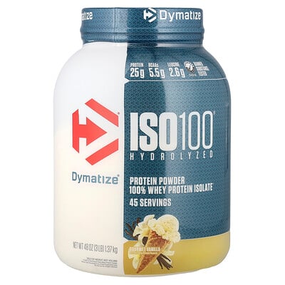 Dymatize, ISO100® Hydrolyserad, 100 % vassleproteinisolat, Gourmetvanilj, 1,37 kg