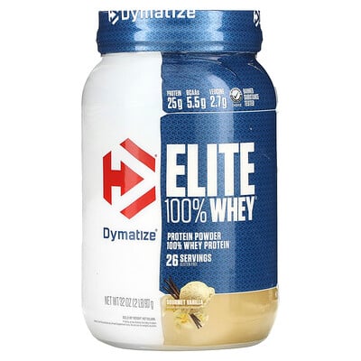 Dymatize, Elite 100 % vassleproteinpulver, gourmetvanilj, 907 g (2 pund)