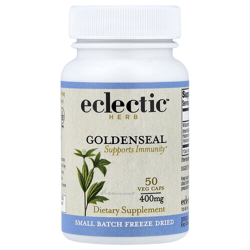 Eclectic Herb, Goldenseal, Stödjer immunförsvaret, 400 mg, 50 Vegetariska Kapslar