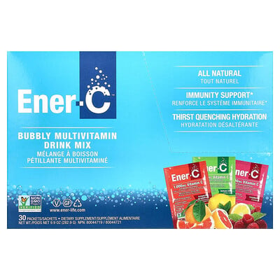 Ener-C, Bubbly Multi-Vitamin Drink Mix, Variety Pack, 1,000 mg, 30 paket, 9.9 oz (282.9 g)