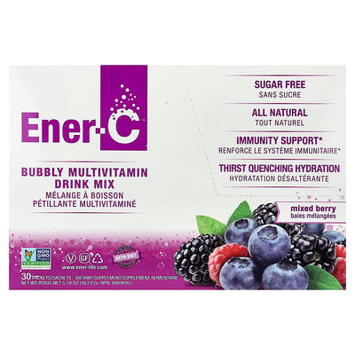 Ener-C, Bubblig multivitamindryckesmix, blandade bär, 30 paket, 0,2 oz (5,46 g) styck