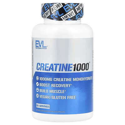 EVLution Nutrition, Kreatin 1000®, 120 vegetariska kapslar (500 mg per kapsel)