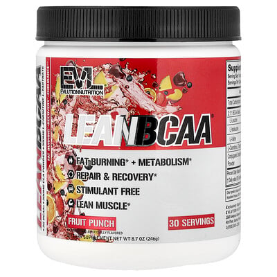 EVLution Nutrition, Lean BCAA®, fruktpunch, 246 g