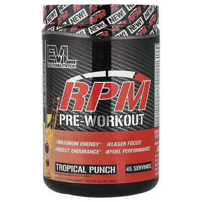 EVLution Nutrition, RPM Pre-Workout, tropisk punch, 12,4 oz (351 g)