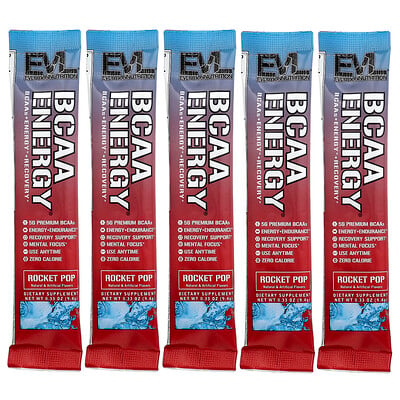 EVLution Nutrition, BCAA Energi®, Rocket Pop, 5 paket, 0.33 oz (9.4 g) vardera