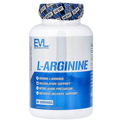 EVLution Nutrition, L-Arginin, 1 g, 90 tabletter