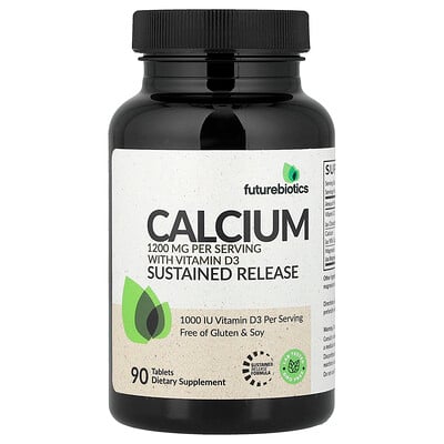 Futurebiotics, Kalcium med vitamin D3, fördröjd frisättning, 90 tabletter