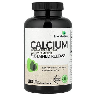 Futurebiotics, Kalcium med vitamin D3, fördröjd frisättning, 180 tabletter