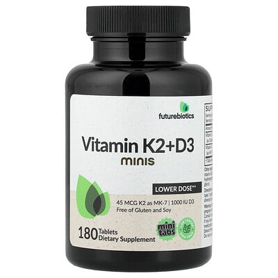 Futurebiotics, Vitamin K2 + D3 Minis, 180 tabletter