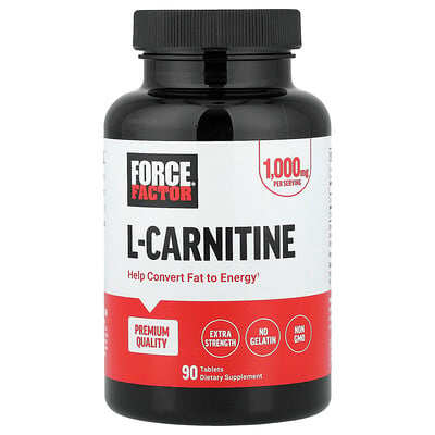 Force Factor, L-karnitin, 1 000 mg, 90 tabletter