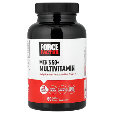 Force Factor, Multivitamin för män 50+, 60 tabletter