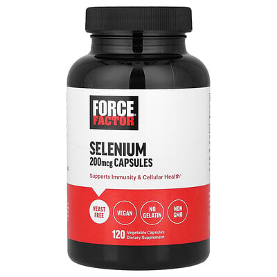 Force Factor, Selen, 200 mcg, 120 vegetabiliska kapslar