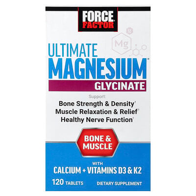 Force Factor, Ultimate Magnesium® Glycinate, 120 tabletter