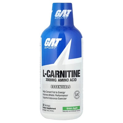 GAT, Sport, L-karnitin, grönt äpple, 3 000 mg, 473 ml