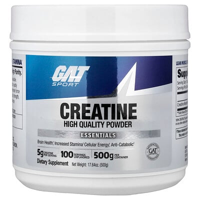 GAT, Sport, Essentials, Kreatinpulver, Osmaksatt, 500 g