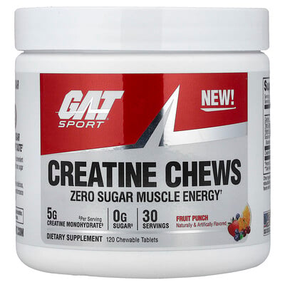 GAT, Sport, Kreatintuggtabletter, Fruktpunch, 120 tuggtabletter