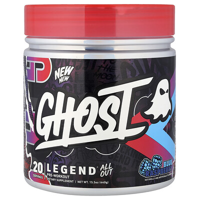 Ghost, Legend® All Out Pre-Workout, Blå Hallon, 15.5 oz (440 g)
