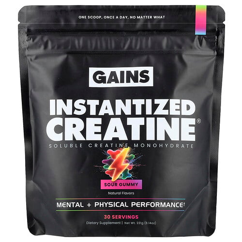 GAINS, Instantized Creatine®, Soluble Creatine Monohydrate, Sour Gummy, 8.14 oz (231 g)