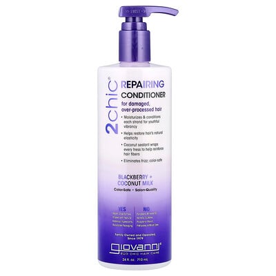 Giovanni, 2chic®, reparerande balsam, för skadat, överbearbetat hår, björnbär + kokosmjölk, 24 fl oz (710 ml)